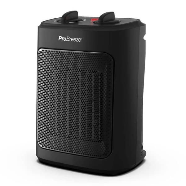 Pro Breeze Mini Ceramic Heater 2000W - 3 effektnivåer - Kompakt rymdvärmare för kontor, sovrum, vardagsrum - svart
