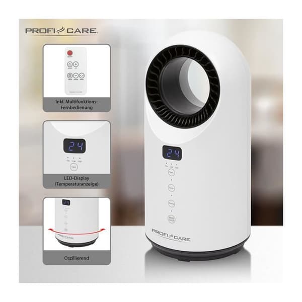 Keramisk värmefläkt och bordsfläkt 2in1 Proficare PC-HL 3086 Vit