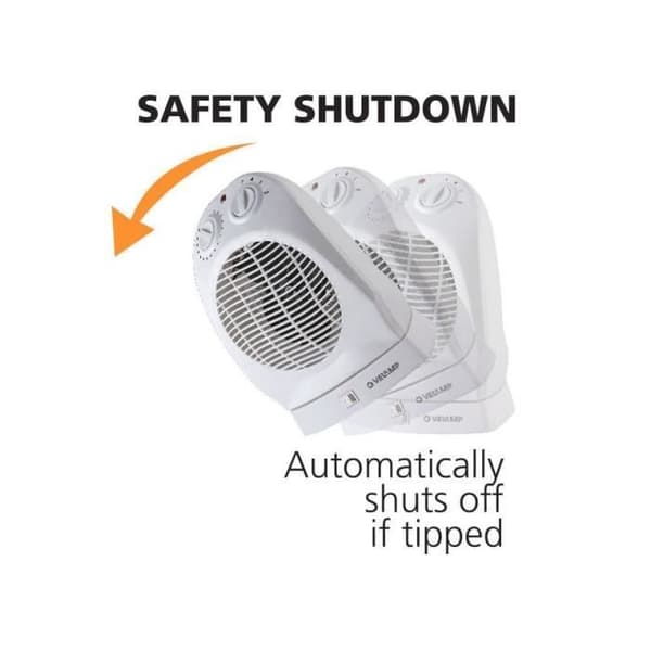 Värmefläkt - VELAMP - 2kW - automatisk rotation - anti-överhettning och anti-fall säkerhet