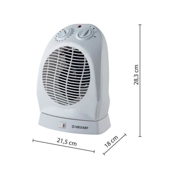 Värmefläkt - VELAMP - 2kW - automatisk rotation - anti-överhettning och anti-fall säkerhet