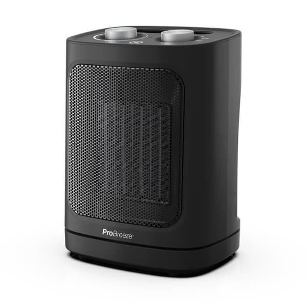 Pro Breeze 1800W keramisk värmefläkt med automatisk oscillation, 2 värmeinställningar, endast fläktläge - svart