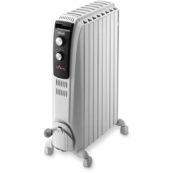 Dragon4 DELONGHI oljebadsradiator - 2000W - 3 uppvärmningssteg - Real Energy-teknik - Skorstenseffekt Svart, Rostfritt stål