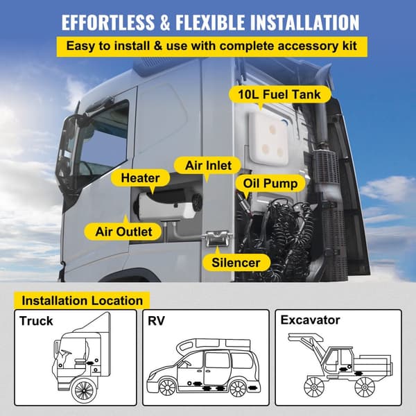 12V 5KW Diesel Ilmalämmitin, Energiatehokas, LCD-ohjaus