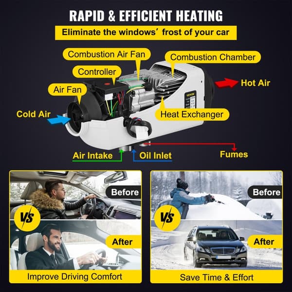 12V 5KW Diesel Ilmalämmitin, Energiatehokas, LCD-ohjaus