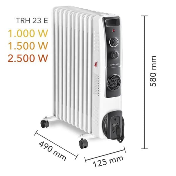 TROTEC TRH 23 E oljebadsradiator - Värme - 2900 W - 3 steg - Termostat