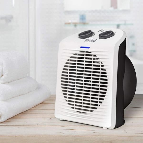 Black+Decker|BXSH2000E- Elektrisk extravärmare 2000W|Lämplig för badrum | 2 värmeeffekter