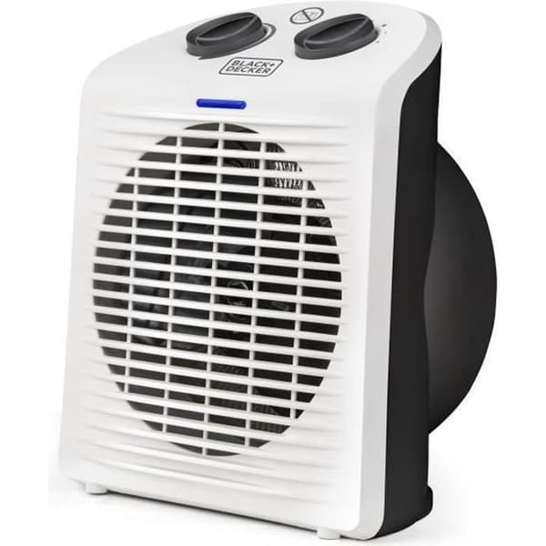 Black+Decker|BXSH2000E- Elektrisk extravärmare 2000W|Lämplig för badrum | 2 värmeeffekter Svart, Vit