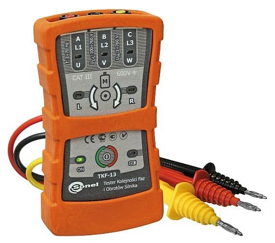 Motorfasesekvens og rotasjonsretning Sonel tester TKF-13 WMPLTKF13