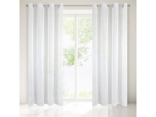 Eurogardiner TIA-gardin laget av glatt voile, Hvit, 140X250 cm