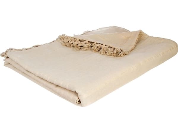 Atmosphera Beige sengeteppe 230x250 med frynser