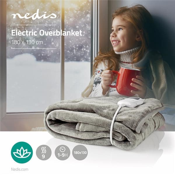 Nedis Elektrisk Filt | Filt | 1 Person | 180 x 130 cm | 9 Värmeinställningar | Tvättbar | Överhettningsskydd | Digital kontroll | Fleece