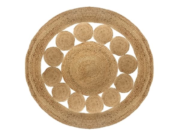 Atmosphera Rundt juteteppe Blonde 120 cm