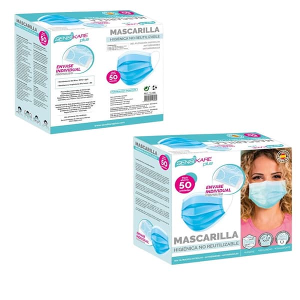 Box of hygienic masks SensiKare 50 Dele (12 enheder)