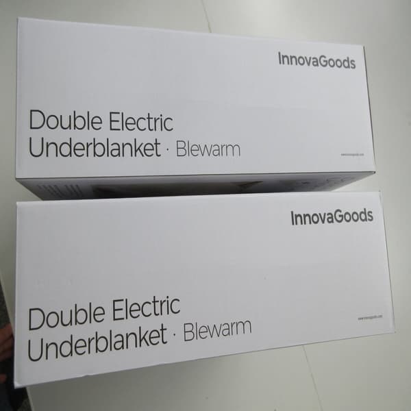 Dubbel Elektrisk Sängvärmare Blewarm InnovaGoods 60+60 W 140 x 160 cm Vit