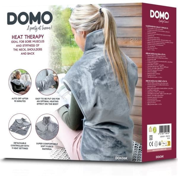 DOMO DO636K värmedyna - Rygg och nacke - Snabb uppvärmning - 9 temperaturnivåer - Automatisk avstängning