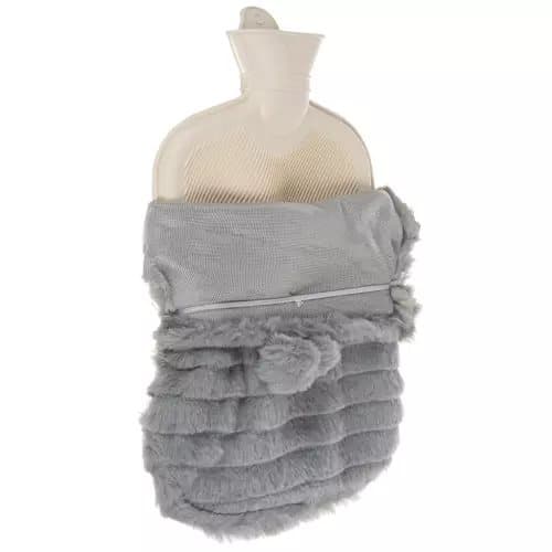 2L Värmeflaska med Fluffigt Fodral | Stor Varmvattenflaska med Plyschöverdrag