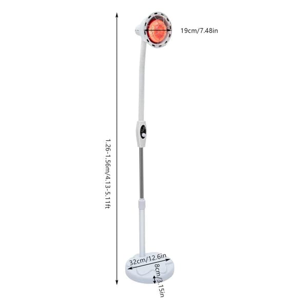 IR Värme Infraröd Lampa, Justerbar Höjd, 360° Rotation,Vit
