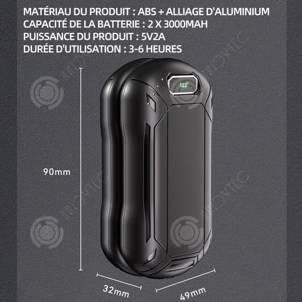 INN Handvärmare 6000mah/3000mah x 2 delad magnetisk handvärmare Högkapacitets batteritemperaturdisplay Hand War