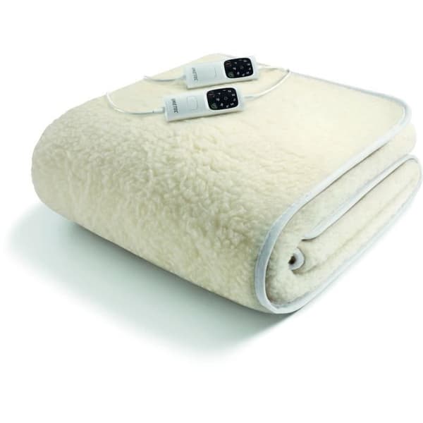 Varmetopmadras - Imetec - 2 pladser 100% uld og merino, 150 x 160 cm - Hurtig opvarmning 6 temperaturer