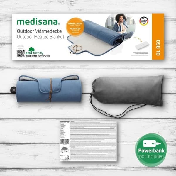 Trådlös värmefilt för utomhusbruk - MEDISANA - OL 850 - 10 W - Blå
