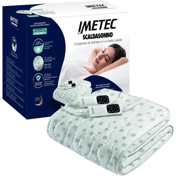 Värmemadrassbädd - Imetec - 2 platser Adapto, 150x160 cm - 6 temperaturer Snabb uppvärmning - 100% bomull - Konstant temperatur