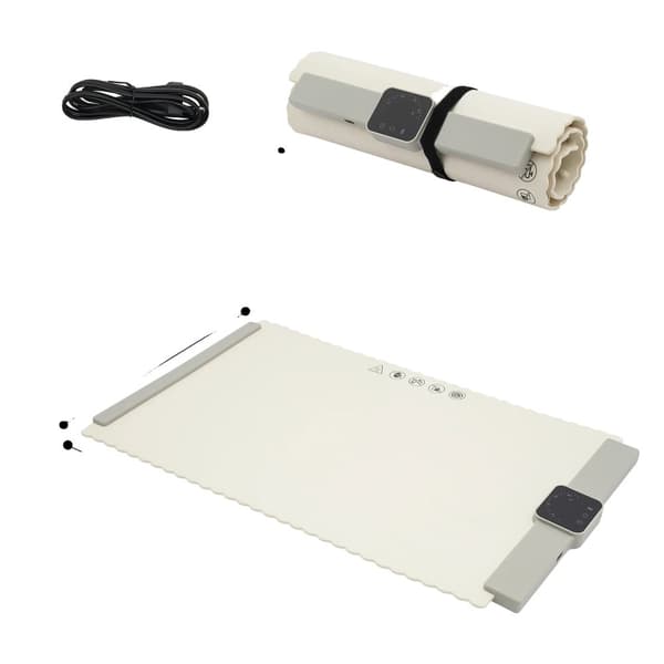 Bærbar Madvarmer Mat, Justerbar Temperatur, Energisparende Timer,HVID, 65x39 cm