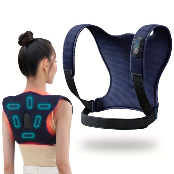 Ryg- og skuldermassager, ergonomisk design, selvopvarmningsteknologi,Blå