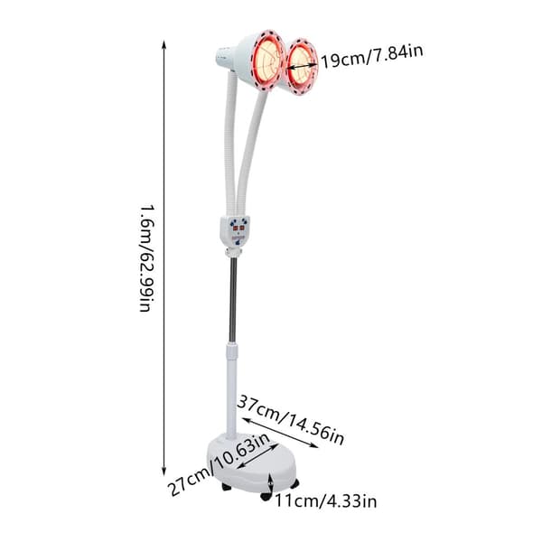 Infrarød Terapi Varmlampe, 275W Effekt, 360° Justerbart Design,HVID