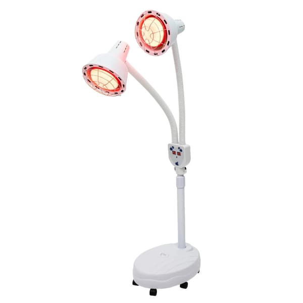 Infrarød Varmlampe, 275 Watt, 360° Drejelig Design,Dobbelt Hovedlampe