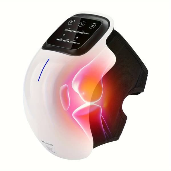 Knee Massager, Bærbar, Justerbar Temperatur, Vibrationsterapi,hvid