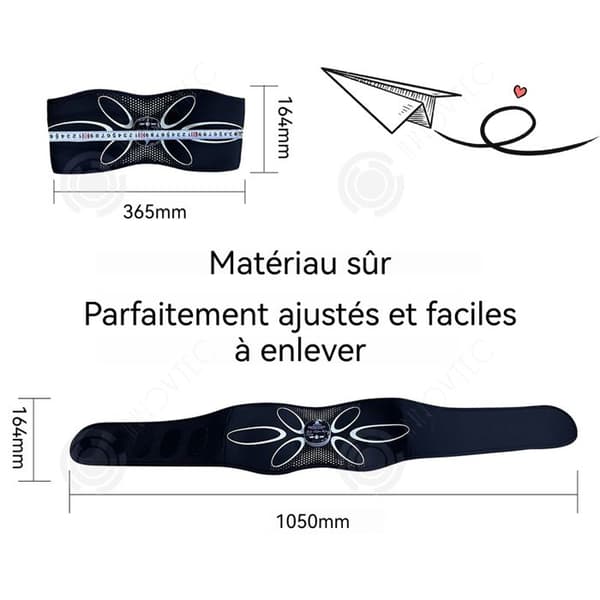 INN Värmebälte 6W 800mAH Bekväm vibrationsmassage 3D Fit 3 uppvärmningsnivåer 3 massagelägen svart