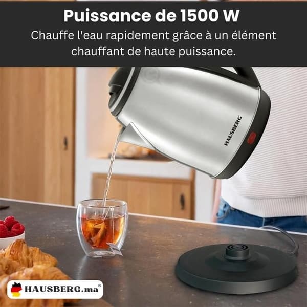 Hausberg HB-3615 Vattenkokare i stål 1,8 Liter 1500W