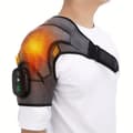 Miniatyrbillede 2 af 2: Opvarmet skulderindpakning, trådløse vibrationsmassagepuder, 3 niveauer af opvarmning, genopladeligt lithiumbatteri,Grå