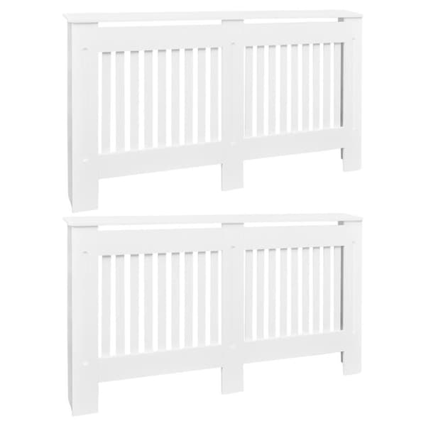 vidaXL Lämpöpatterin suojat 2 kpl MDF 152 cm valkoinen