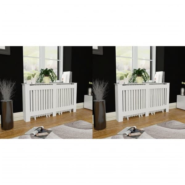 vidaXL Lämpöpatterin suojat 2 kpl MDF 152 cm valkoinen