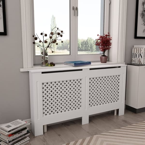 vidaXL Radiatordeksel hvit 152x19x81,5 cm MDF