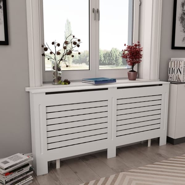vidaXL Lämpöpatterin suoja MDF 172x19x81,5 cm valkoinen