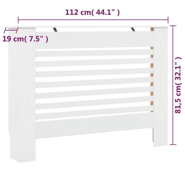 vidaXL Lämpöpatterin suojat 2 kpl valkoinen 112x19x81,5 cm MDF