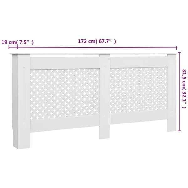 vidaXL Elementskydd 2 st vit 172x19x81,5 cm MDF