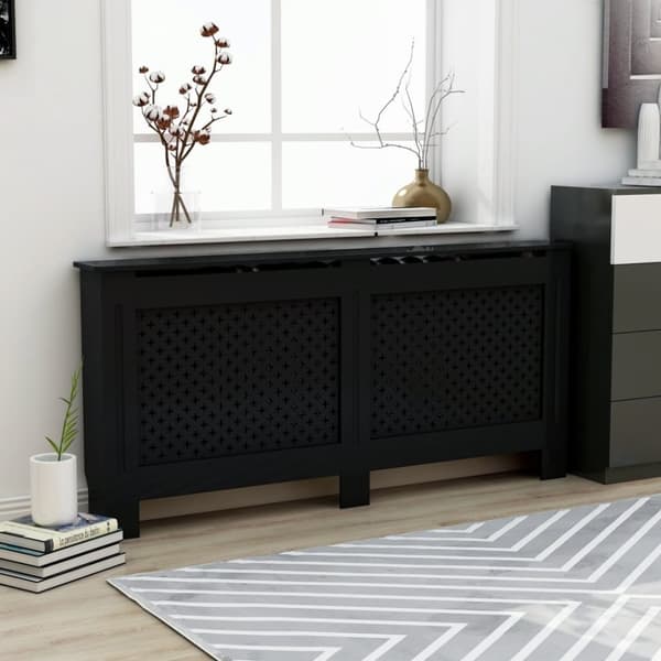 vidaXL Radiatordeksel svart 172x19x81,5 cm MDF
