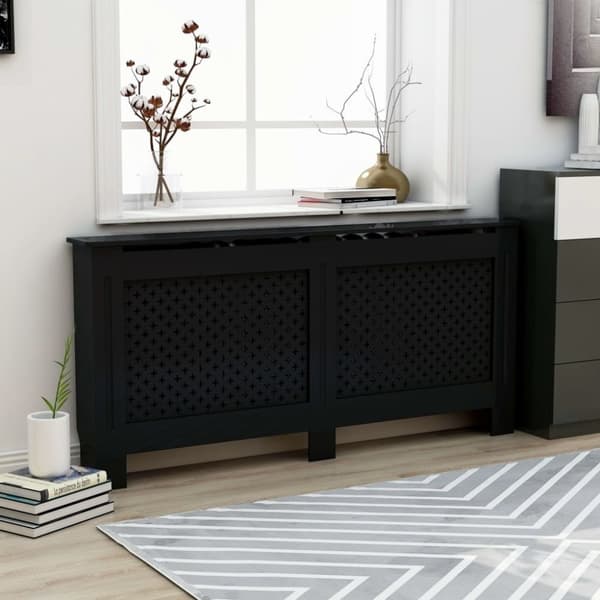 vidaXL Radiatordeksel svart 172x19x81,5 cm MDF