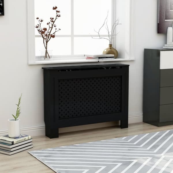 vidaXL Elementskydd svart 112x19x81,5 cm MDF