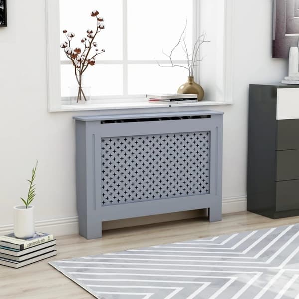 vidaXL radiatorskjuler 112x19x81,5 cm MDF antracitgrå