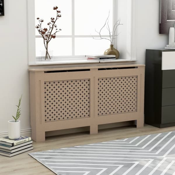vidaXL Lämpöpatterin suoja MDF 152x19x81,5 cm