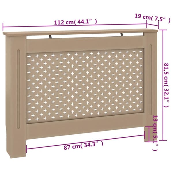 vidaXL radiatorskjuler 112x19x81,5 cm MDF