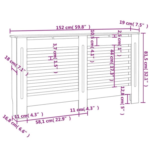 vidaXL radiatorskjuler 152x19x81,5 cm MDF