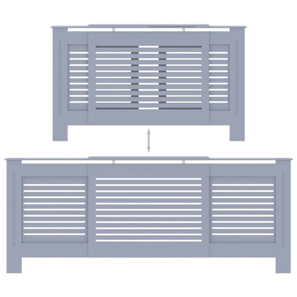 vidaXL Radiatordeksel MDF grå 205 cm