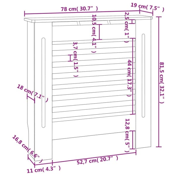 vidaXL Elementskydd MDF vit 78 cm