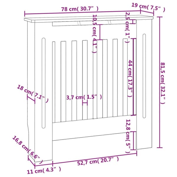 vidaXL Elementskydd MDF 78 cm