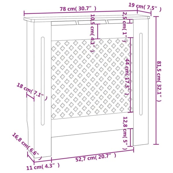 vidaXL radiatorskjuler 78 cm MDF hvid